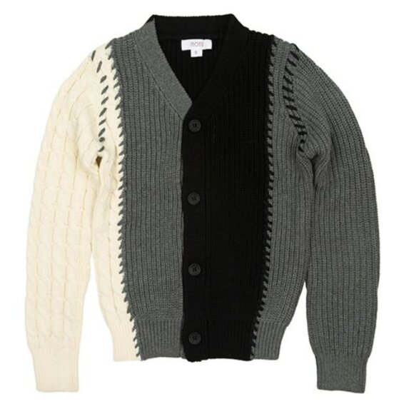 MOTU Lou Boys Knit Cardigan Sweater Colorblock 100% Cotton Size 8 - Picture 1 of 3